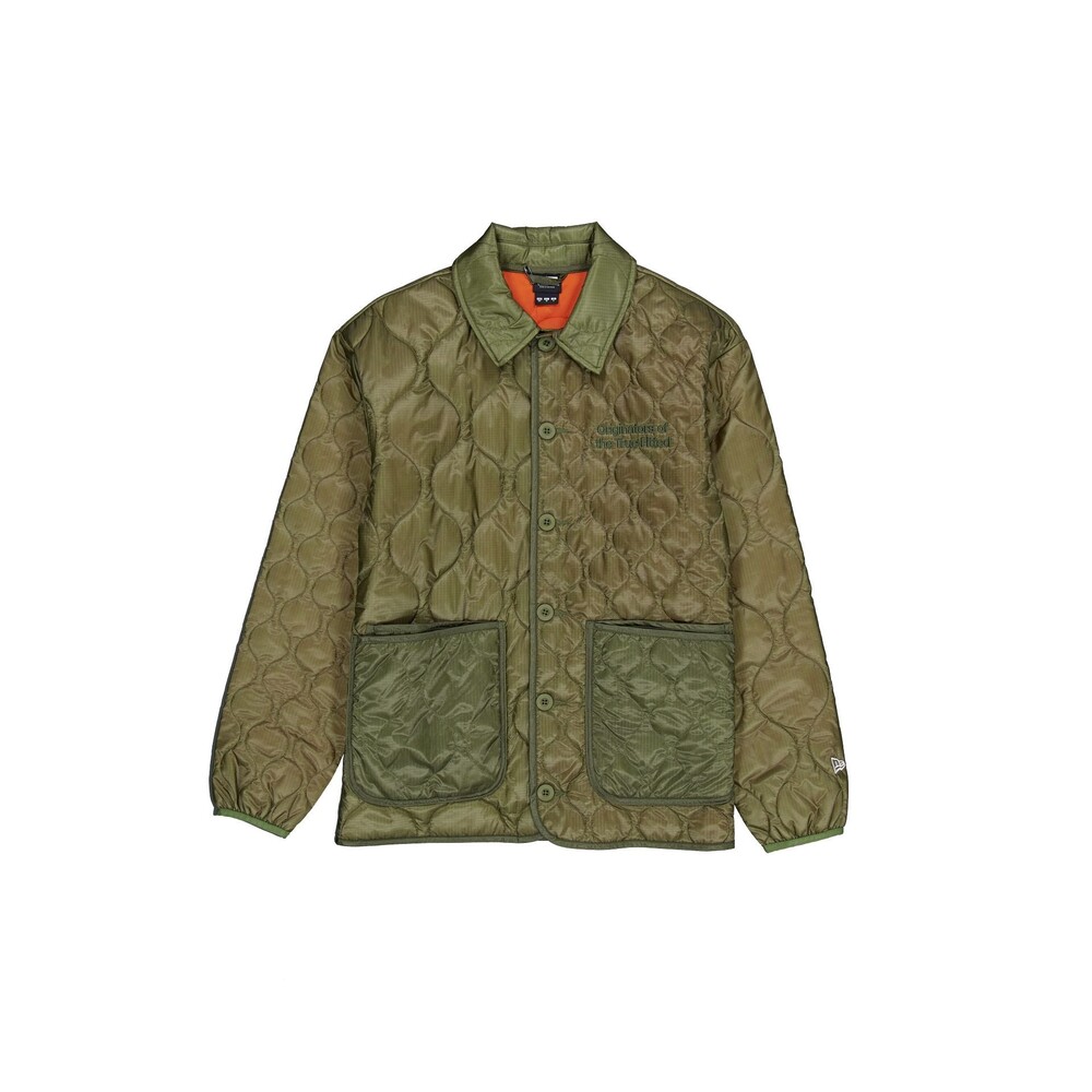 New Era Cap Quilted Button Up Dark Khaki Jacket - Size M